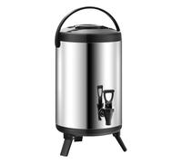 Colcolo Insulated Barrel Milk Tea Bucket Stainless Steel Double Walled Beverage Container Pots for Tea Party Coffee Juice Milk, 10L