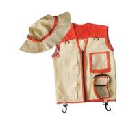 Colcolo Kids Explorer Vest and Hat Role Play Dress up Accessories Outdoor Adventure Gear Vest and Hat for Camping Fishing, Orange