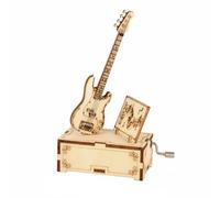 Colcolo Kit Wooden 3d Puzzle Musical Box DIY Craft Kit Assembly Octave Box Handmade Instrument Display Suitable for Kids Teens Home Decoration, Electric Bass