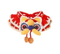 Colcolo Knitted Cat Collar,Pet Dog Collar Hand Woven Crochet Holiday Soft Neckwear Chinese New Year Dance Lion for Cats Kitten Puppy Dog, S