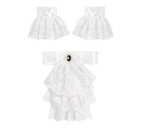 Colcolo Lace Jabot and Cuffs Set Unisex Lace Necktie for Wedding Stage Cosplay