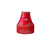Colcolo Lampshade Handcrafted Textile Table Lamp Shade Layered Tassel Cover Diffuses Light Visually Soothing Suitable for Bedroom Home Lighting Guest Room Boutique, Red Bamboo Leaf, 10x20x15cm