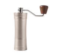 Colcolo Manual Coffee Grinder Burr Mill Hand Grinder with Seven Notch Conical Burr for Control Ergonomic Ribbed Exterior and Wood Look Knob Suitable for Home Office Camping, Array, Rose Gold