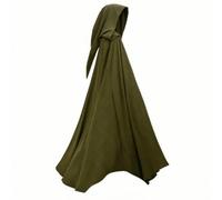 Colcolo Medieval Cloak Hooded Cape Costume Robe Mantle With Draping Full Length Cut And Pointed Hood In Polyester Suitable for cosplay stage performance, Army Green, L 138cm