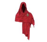 Colcolo Medieval Cotton Cloak Hooded Cape Robe Mantle With Decorative Brooch Comfortable For Historical Reenactment LARP Adventures Stage Performance Fair, Red