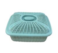 Colcolo Mesh Fruit Basket with Lid Fruit Storage Basket Drain Basket Tabletop Vegetable Holder Container Bread Basket, Kitchen Drain Basket, Kitchen Organizer Mesh for Fruits Vegetables, Blue Small