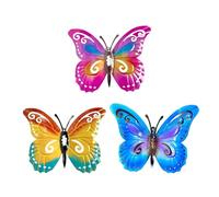 Colcolo Metal Butterfly Wall Decor, 3D Hanging Decoration Ornament Wall Stickers, Colorful Butterfly Wall Art Decor Sculptures for Farmhouse Hallway Yard Garden Porch Patio, 3pcs