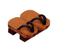 Colcolo Mini Clogs Doll Sandals Wooden Geta Footwear Accessory Handmade Craft Traditional Japanese Look suitable for OB11 1/12 Scale BJD Collection Styling Scenes Length , Coffee+Black Thread