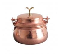 Colcolo Mini Copper Cookware Hammered Copper Pot Cooking Pan Serving Bowl with Lid Butterfly Knob Arched Handle Compact Design Suitable for Home Kitchen Small-Batch Cooking Tabletop Serving