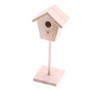 Colcolo Miniature Birdhouse Wood Display Ornament Birdhouse Figurine Birdhouse Model With Rustic Finish And Base Suitable for Tabletop Scenes Courtyard Displays Home Shelves 4x4x11cm