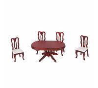 Colcolo Miniature Dining Chairs Dollhouse Table High-Back Chairs European Oval Dining Table Realistic Wooden Furnishing Suitable for Craft Project Display