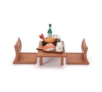 Colcolo Miniature Dining Scene Low Table Dollhouse Furniture Japanese Style Rectangular Tabletop Molded Surface Lightweight Construction Suitable for, Japanese Table Chair Sushi Model Set Two