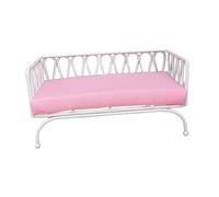 Colcolo Miniature Dollhouse Sofa Mini Bench Chair Lounge, Artificial 1/12 Scale Pretend Play Doll Sofa Life Scene Nordic Metal Chair, White
