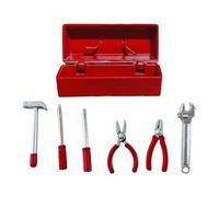 Colcolo Miniature Dollhouse Tool Pretend Play Toys Simulated Dolls House Accessory Mini DIY Tools Case Miniature Furniture for Boys, Red Case