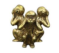 Colcolo Monkey Figurine Animal Statues Ornament Chinese Fengshui See No Speak No Hear No Evil Handmade Gold for Tabletop Indoor Home Decoration Gift