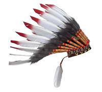 Colcolo Native American Indian Headdress Chief Hat Head Accessories for Show Fancy Dress, Red White