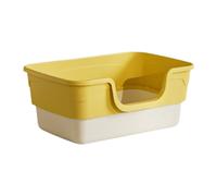 Colcolo Open Top Pet Litter Box Litter Pan Cat Litter Basin Cat Sand Box Portable Easy to Clean Litter Tray Kitten Potty Toilet, Yellow M