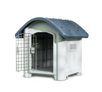 Colcolo Outdoor Shelter Dog House Kennel Crate With Door Solid PP And Iron Materials Slanted Roof Raised Bottom Venting Channels, size to 3, Basic - No Window, With Door