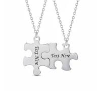 Colcolo Pendant Necklace Puzzle Piece Matching Couples Jewelry Interlocking Pendant Pair Stainless Steel Rust Resistant Keepsake Adjustable Chain Suitable for, Steel, Engraved One Side