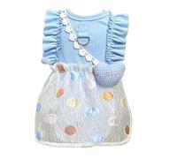 Colcolo Pet Dress Cat Dog Outfit Clothes With Leash D Lightweight Breathable Sleeveless Ruffled Skirt suitable for daily grooming backyard walks, Blue, Blue, S Chest 35cm 1.5-2.5kg