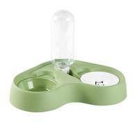 Colcolo Pet Water and Food Bowl Set with Automatic Water Dispenser Bottle, Disassemble, Double Cat Dog Bowls,for Small Animals Kitty, green