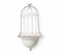 Colcolo Planter Birdcage Planter Metal Wall Planter Hanging Planter With Rounded Bowl Base and Knob Tip for Raised Plant Display suitable for entryways patios feature walls, Retro White