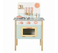 Colcolo Play Set Wooden Play Kitchen Set Pretend Cooking Set With Sink Oven Style Door Turning Knobs And Shelf Painted Wood Construction Suitable for role play gift giving , Blue