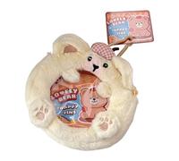 Colcolo Plush Keychain Bag,Pendant Gift,Cartoon Plush Doll,Portable Storage Bag,Cute for Women,Funny Small Novelty Earbuds Case Cover, Beige
