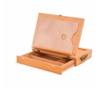 Colcolo Portable Art Easel Beech Table Easel Sketch Box Drawing Stand Painting Support with Storage Drawer Leather Like Side Handle Foldable Adjustable Lid Suitable for Travel Classes Studio desks