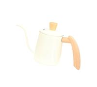 Colcolo Pour Over Kettle Camping Kettle Wooden Handle Water Kettle Gooseneck Tea Pot Drip Coffee Kettle for Cafe Home Kitchen Picnic, 350ML White