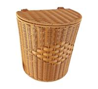 Colcolo PP Rustic Waste Basket Backpack with Lid Handmade with Shoulder Straps Rustic Portable Wicker Trash Can Woven Storage Basket Dirty Clothes Container for Farm Garden Orchard Picking Basket