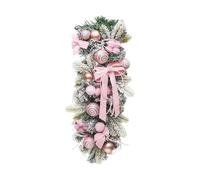Colcolo Prelit Christmas Stair Swag Stairway Swag Teardrop Artificial Wreath Xmas Decor for Winter Mall Garden Festival Office, Pink
