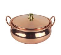 Colcolo Pure Copper Pot Copper Cookware with Lid Beautiful Shape for Stovetop, Induction Shabu Shabu Pot for Restaurant Household, 26cm