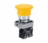 Colcolo Push Button Switch Round Momentary Button Control Switch Panel Switch Electrical Switch With Self Reset Long Service Life IP65 Suitable for Production, Yellow, 1NO Bc51