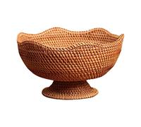 Colcolo Rattan Fruit Bowl, Food Snack Serving Basket, Basket Display,Footed Fruit Basket, Woven Fruit Basket for Picnic, Countertop Makeup, Photo Props, Medium