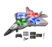 Colcolo RC Plane Toy for Kids, Remote Control Plane Helicopter Anti Falling 360° Roll Fighter Kids Gifts Portable RC Glider with Colorful LED Lights, 6CH Roll Fixed Wing Aircraft Toys Gifts Red
