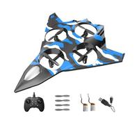 Colcolo Remote Control Airplane Outdoor Flying Toy 2 Speeds Adjustable with Lights Fighter Jet Model RC Plane for Party Boys Birthday, Blue with 2 Battery