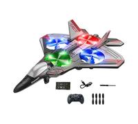 Colcolo Remote Control Airplane with Colorful LED Lights Adjustable Speed 2.4G Roll Hobby Glider Kids Gifts RC Plane Fighter, 360 Flip Rotation Mode, 6CH Roll Fixed Wing Aircraft Anti Falling, Red