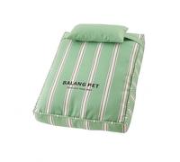 Colcolo Removable Pet Bed Cushion Pillow Set With Removable Washable Cover Supportive Padded Pad Twill Texture Raised Sides For Security Suitable for bedrooms living use, Green Stripe, 65 45 15cm