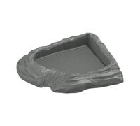 Colcolo Reptile Water Dish Corner Tortoise Bath Dish Aquarium Ornament Turtle Water Bowl Reptile Bathing Pool for Snake Gecko Frogs, Gray