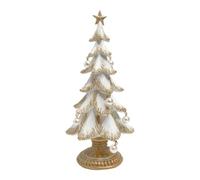 Colcolo Resin Decorative Tree Christmas Ornament Tabletop Decoration Centerpiece Figurine Statue With Snowy Body And Star Topper Suitable for office desk mantel bookshelf side giving 27.5cm