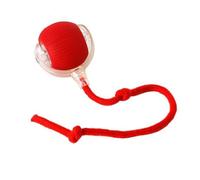 Colcolo Ribbed Ball Toy with Braided Rope Indoor Automatic Moving Pet Toy Ball Textured Spherical with Transparent Casing for puppy, Cats, Red