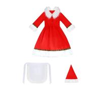 Colcolo Santa Costume Dress Soft Lovely Xmas Outfit for Girls New Year Role Play Party, Red, M