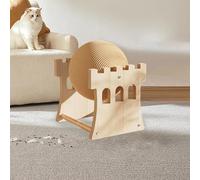 Colcolo Scratching Toy Cat Scratcher Ball Interactive Portable Lightweight Training Scratch Board Wood Scratcher for Bunnies Rabbits, Castle Large