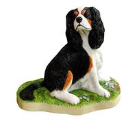 Colcolo Seated King Charles Dog Statue Animal Sculpture Hand Painted Memorial Gift Lifelike Resin for Park Patio Outdoor Yard Decorations