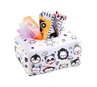 Colcolo Soft Baby Tissue Box with Scarves for Sensory Play, Black White
