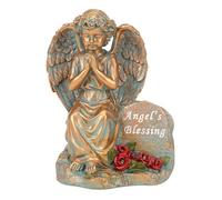 Colcolo Solar Praying Statue, Outdoor Decor, Durability, Ornament Grave Praying Angel Figurine, with Light for Patio, Copper Color