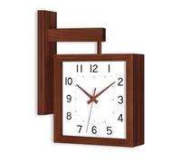 Colcolo Square Wall Clock Double Sided Corner Clock Wooden Wall Clock Silent Sweep Mechanism Modern Look suitable for living room corridor office studio, Walnut, Silent White Face