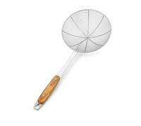 Colcolo Stainless Steel Skimmer Strainer Ladle Spoon with Ergonomic Wood Handle and Fine Mesh for Removing Food Particles Suitable for hot Pot Service Noodle Bowls Broth Skimming Everyday Cooking