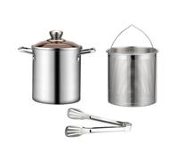 Colcolo Stainless Steel Stockpot with Strainer Heavy Duty Cooking Pot Multi Purpose Universal Seafood Boil Pot Turkey Fryer Pot, with clamp